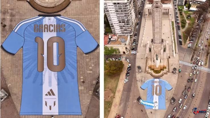 Jersey Raksasa Bertuliskan GRACIAS 10 Membentang di Rosario, Argentina Siapkan Perpisahan untuk Messi